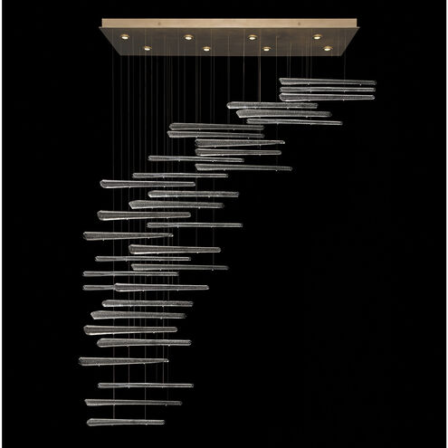 Elevate 8 Light 62 inch Gold Pendant Ceiling Light in Gold Leaf, Ebony Stardust Spires Studio Glass