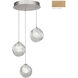 Nest 3 Light 20 inch Gold Pendant Ceiling Light in Smokey Quartz Studio Glass