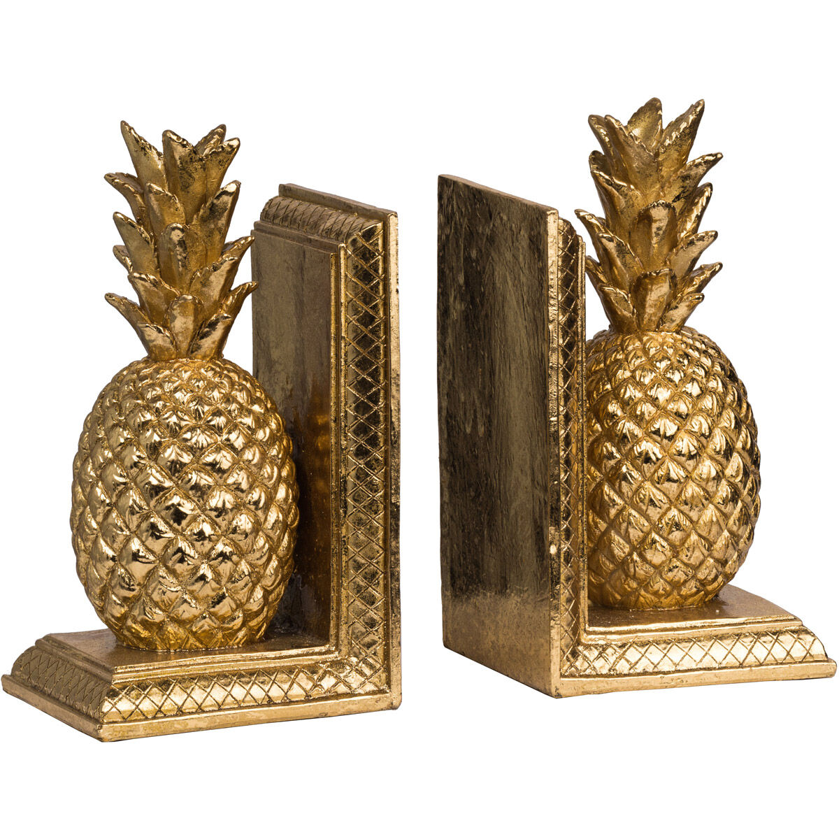 Pineapple 9.8 X 4.1 inch Gold Book Ends, Set of 2