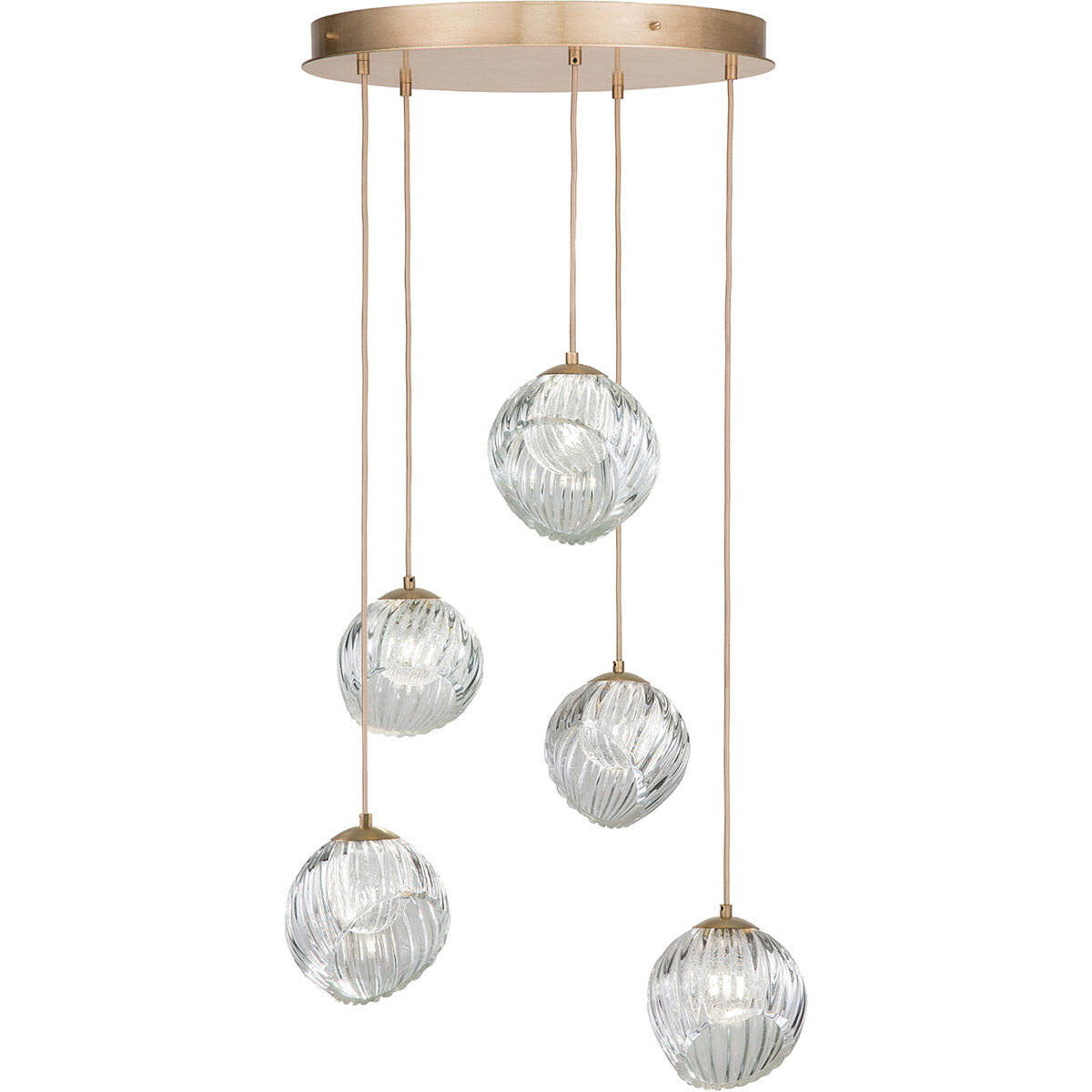 Nest Pendant Ceiling Light in Gold, White Studio Glass