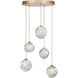 Nest 5 Light 27.5 inch Gold Pendant Ceiling Light in White Studio Glass