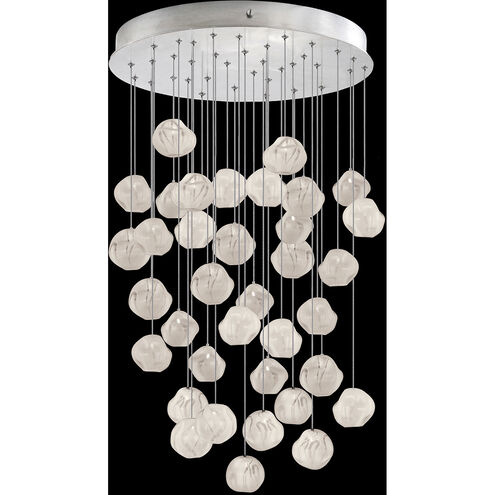 Vesta LED 34 inch Silver Pendant Ceiling Light in White Studio Glass