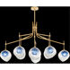 Nest 8 Light 52 inch Gold Pendant Ceiling Light in Cobalt Blue Studio Glass