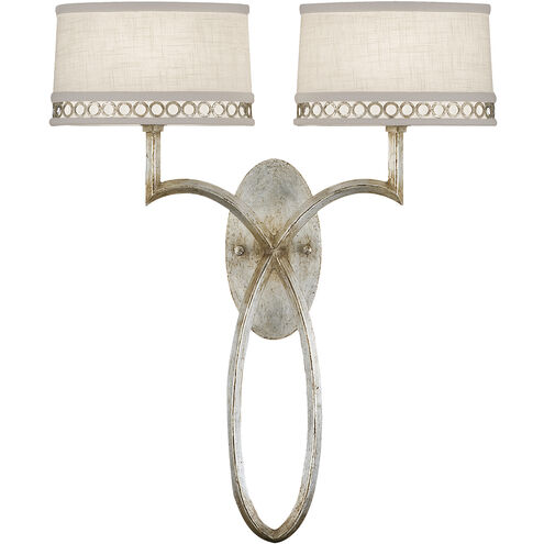 Allegretto Wall Sconce Wall Light in Silver, White Textured Linen