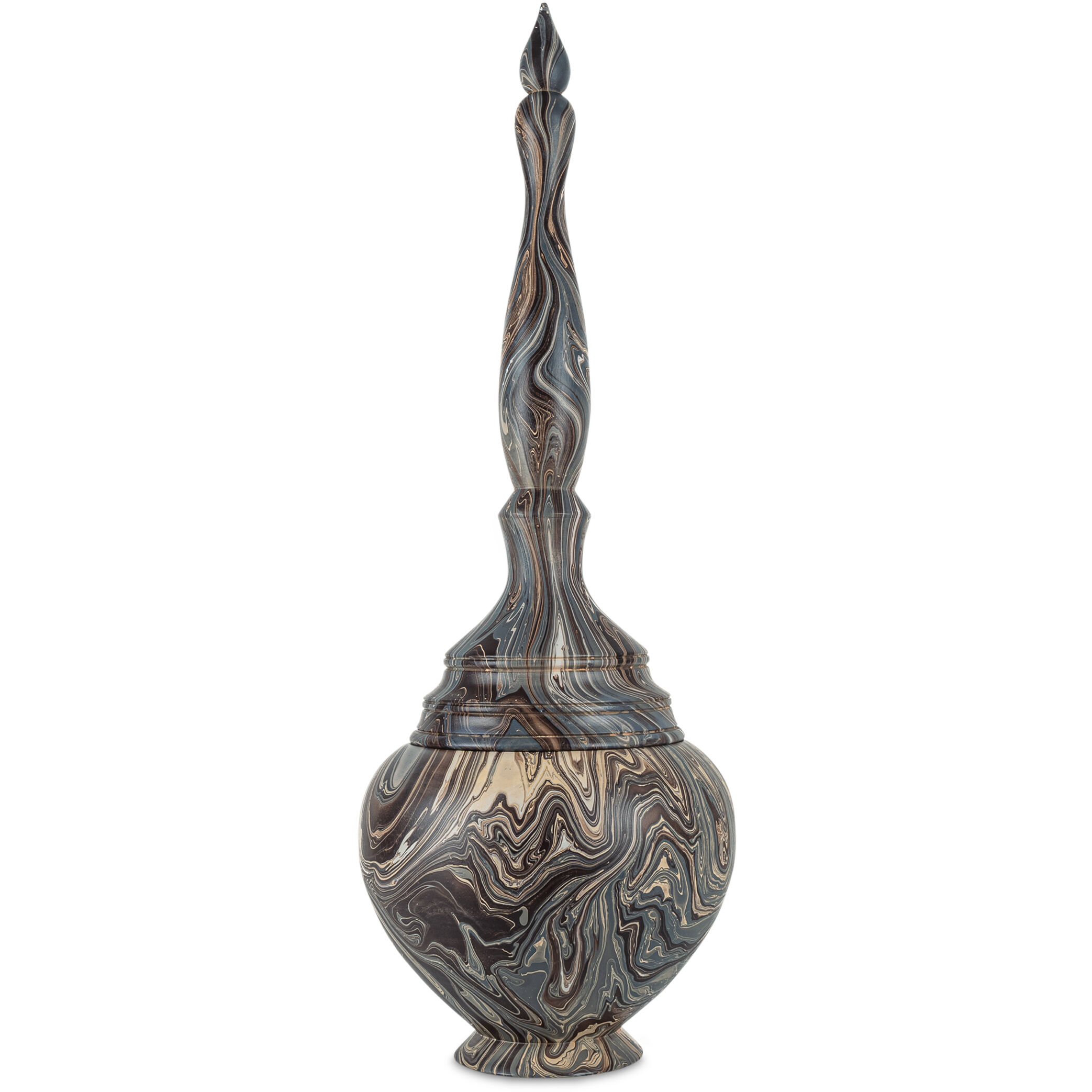 Marbleized Marbleized Brown Turret Box, Tall