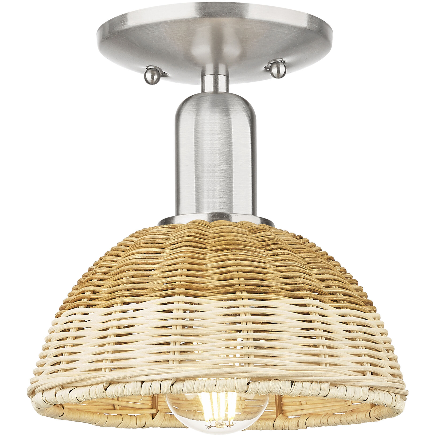 Downtown Urban Natural Ballston Dome 1 Light 7.5 inch Brushed Satin Nickel Semi-Flush Mount Ceiling Light