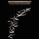 Elevate 8 Light 54 inch Gold Pendant Ceiling Light in Gold Leaf, Dichroic Plumes Studio Glass