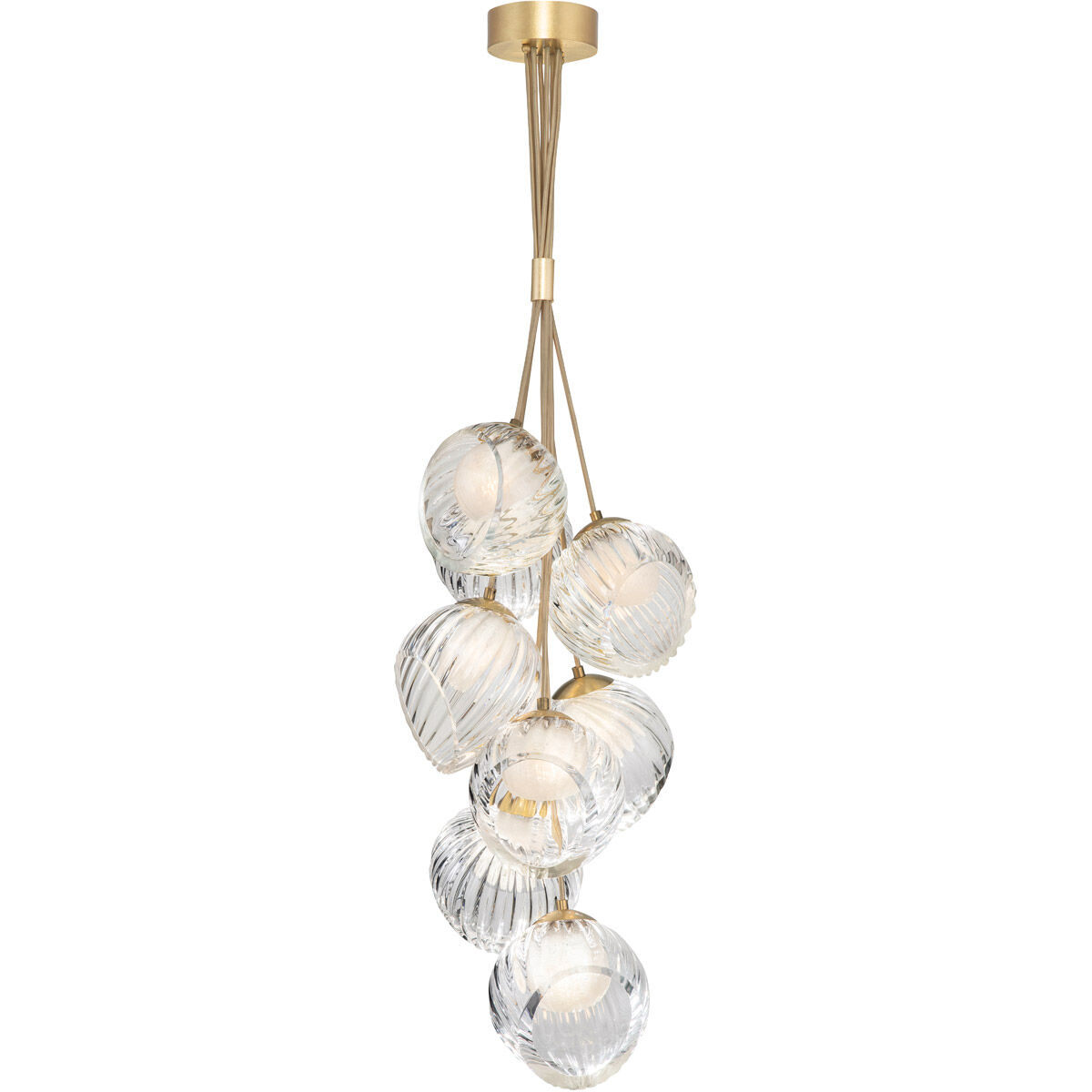Nest Pendant Ceiling Light in Gold, White Studio Glass