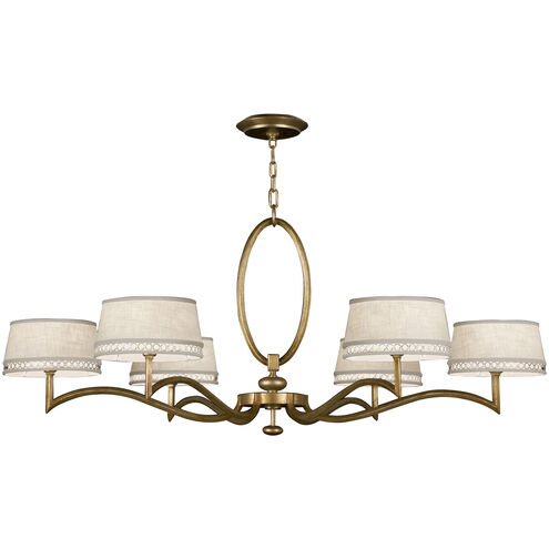 Allegretto 6 Light 51 inch Gold Chandelier Ceiling Light in White Textured Linen