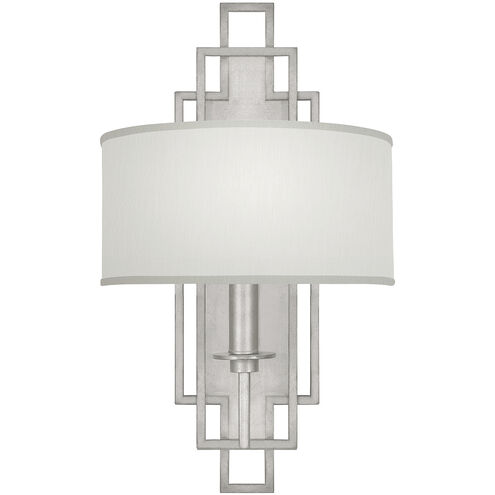 Cienfuegos Wall Sconce Wall Light in Silver Leaf, White Fabric