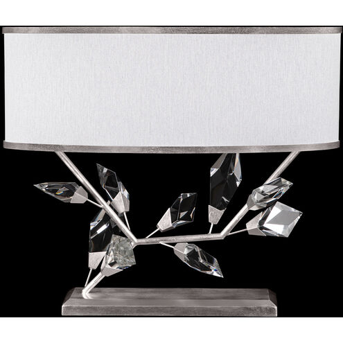 Foret 21.5 inch 100 watt Silver Table Lamp Portable Light in White Fabric