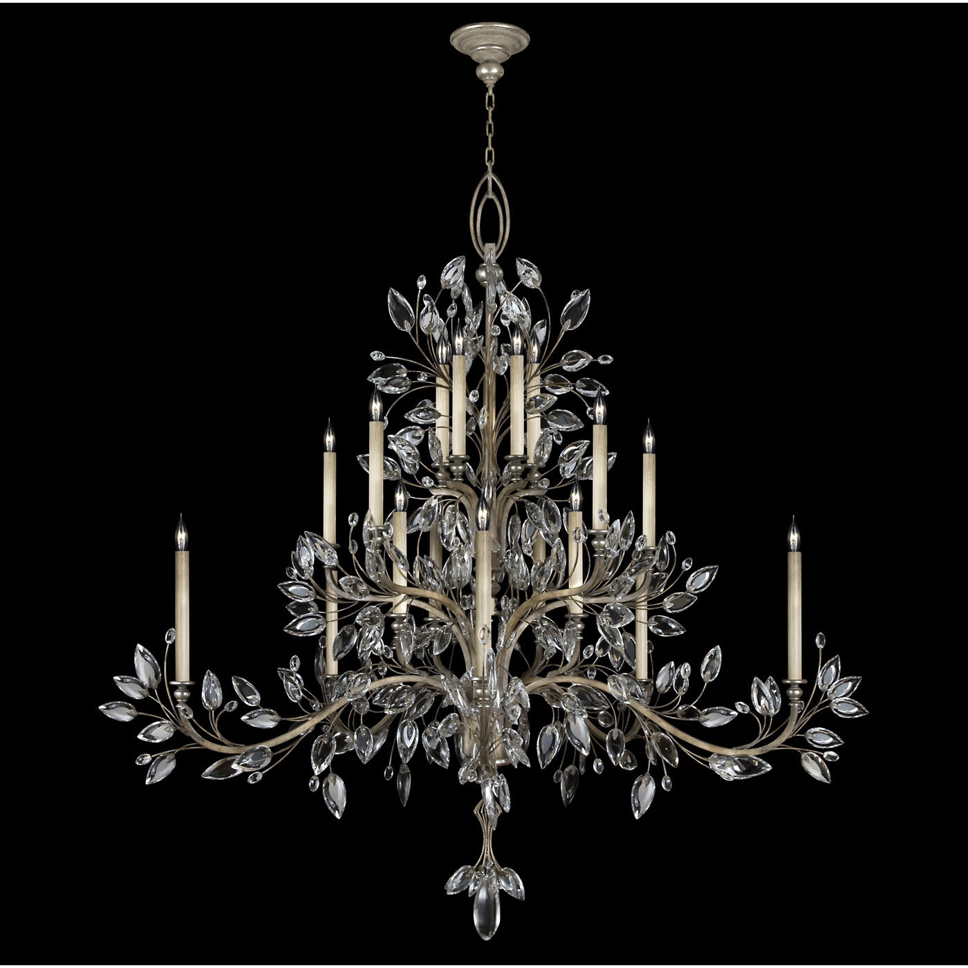 Crystal Laurel 20 Light 75 inch Silver Chandelier Ceiling Light