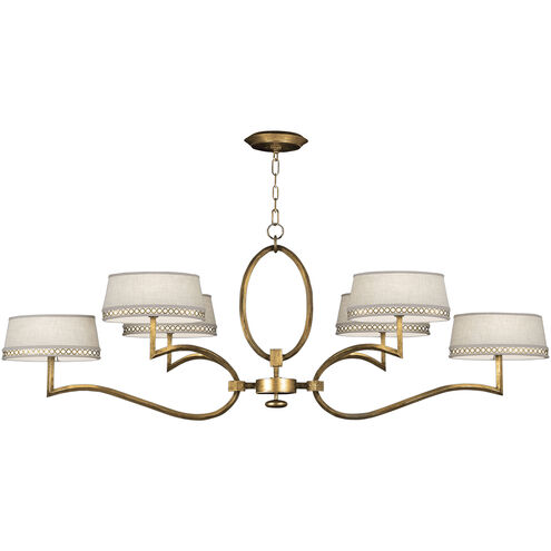 Allegretto 6 Light 63 inch Gold Chandelier Ceiling Light in White Textured Linen