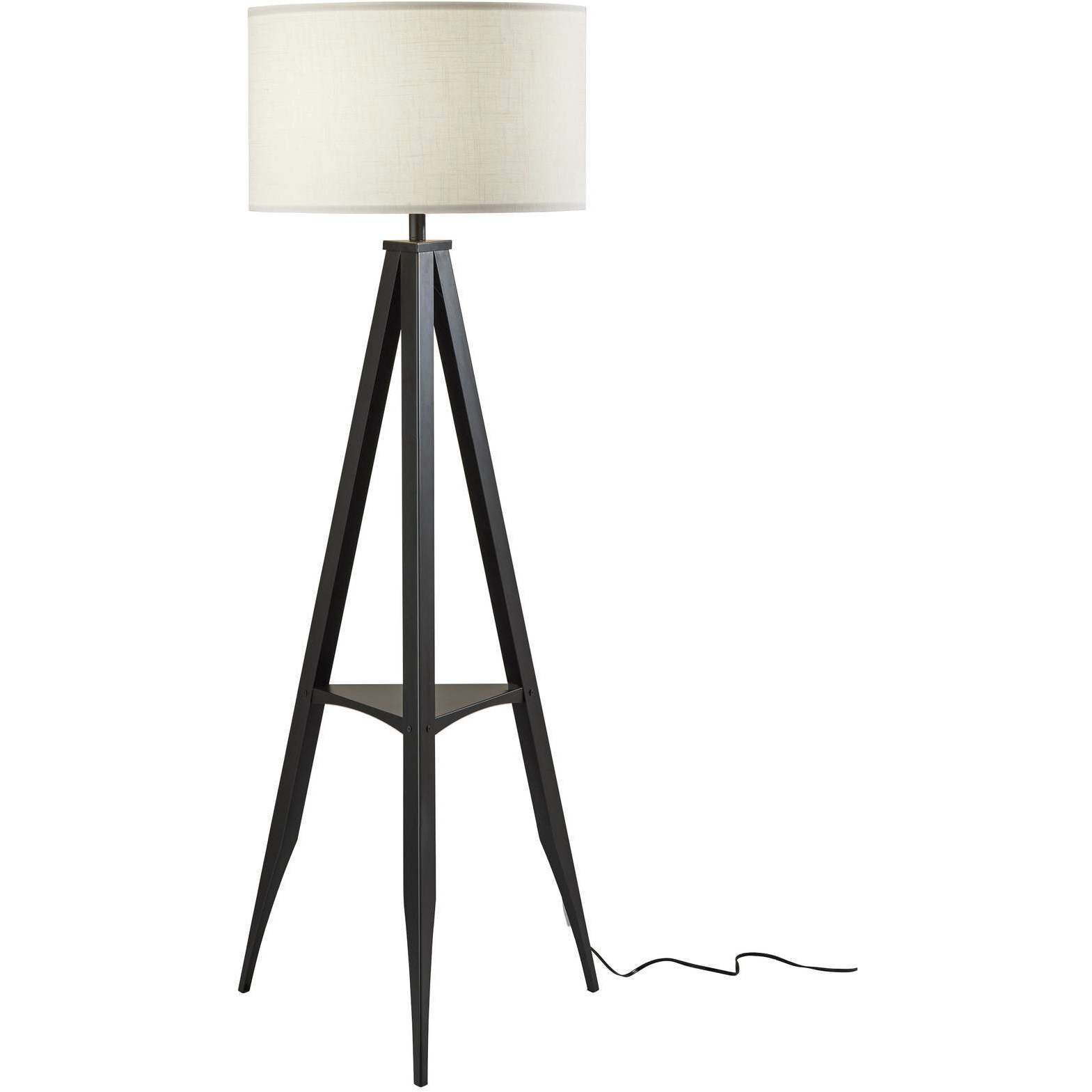 Warren 62 inch 150.00 watt Black Floor Lamp Portable Light, with Shelf