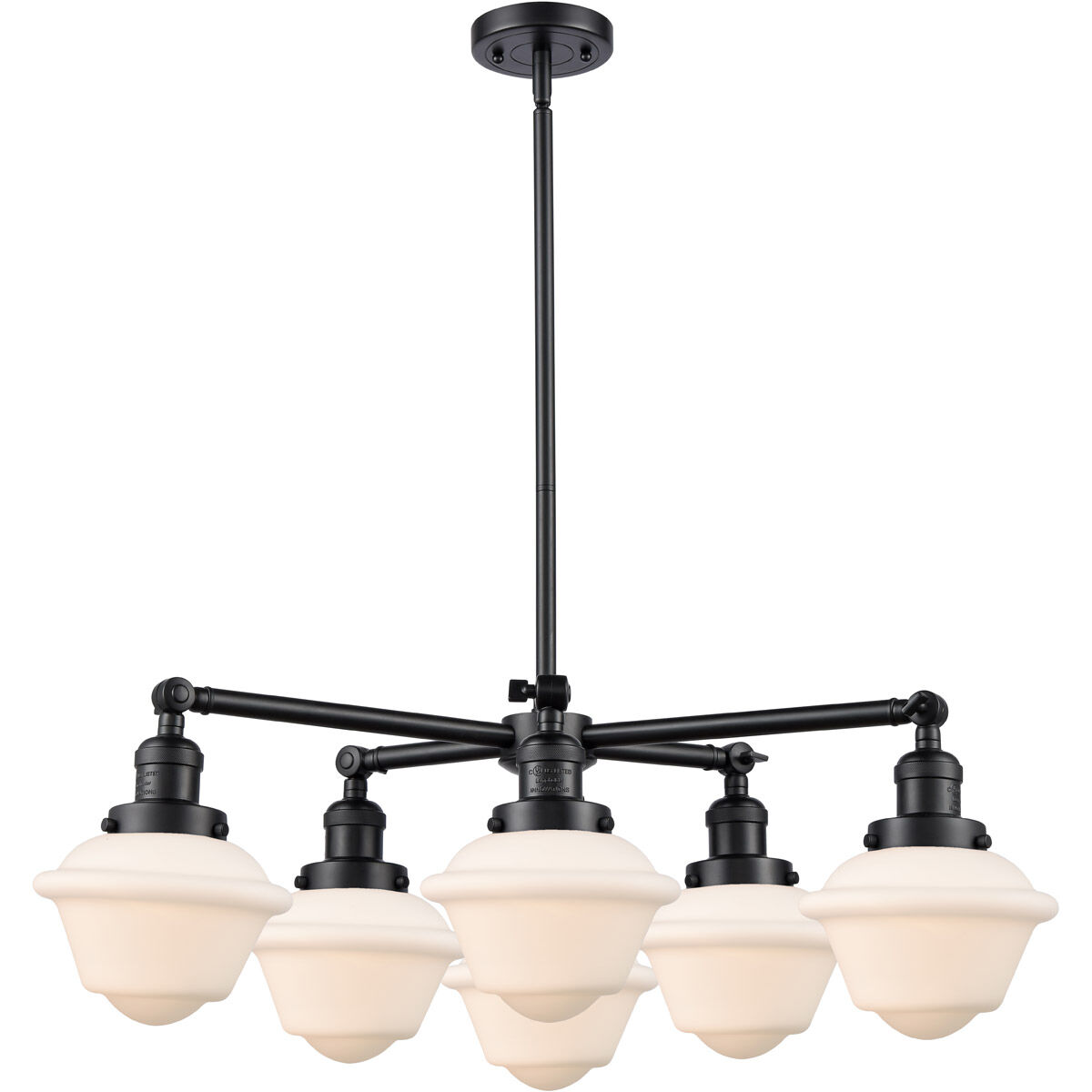 Franklin Restoration Small Oxford 6 Light 30 inch Antique Brass Chandelier Ceiling Light in Incandescent, Matte White Glass, Franklin Restoration