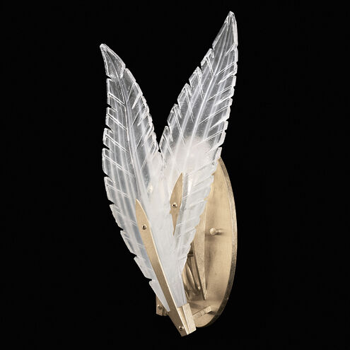 Plume Wall Sconce Wall Light in Gold, White Feathers Studio Glass