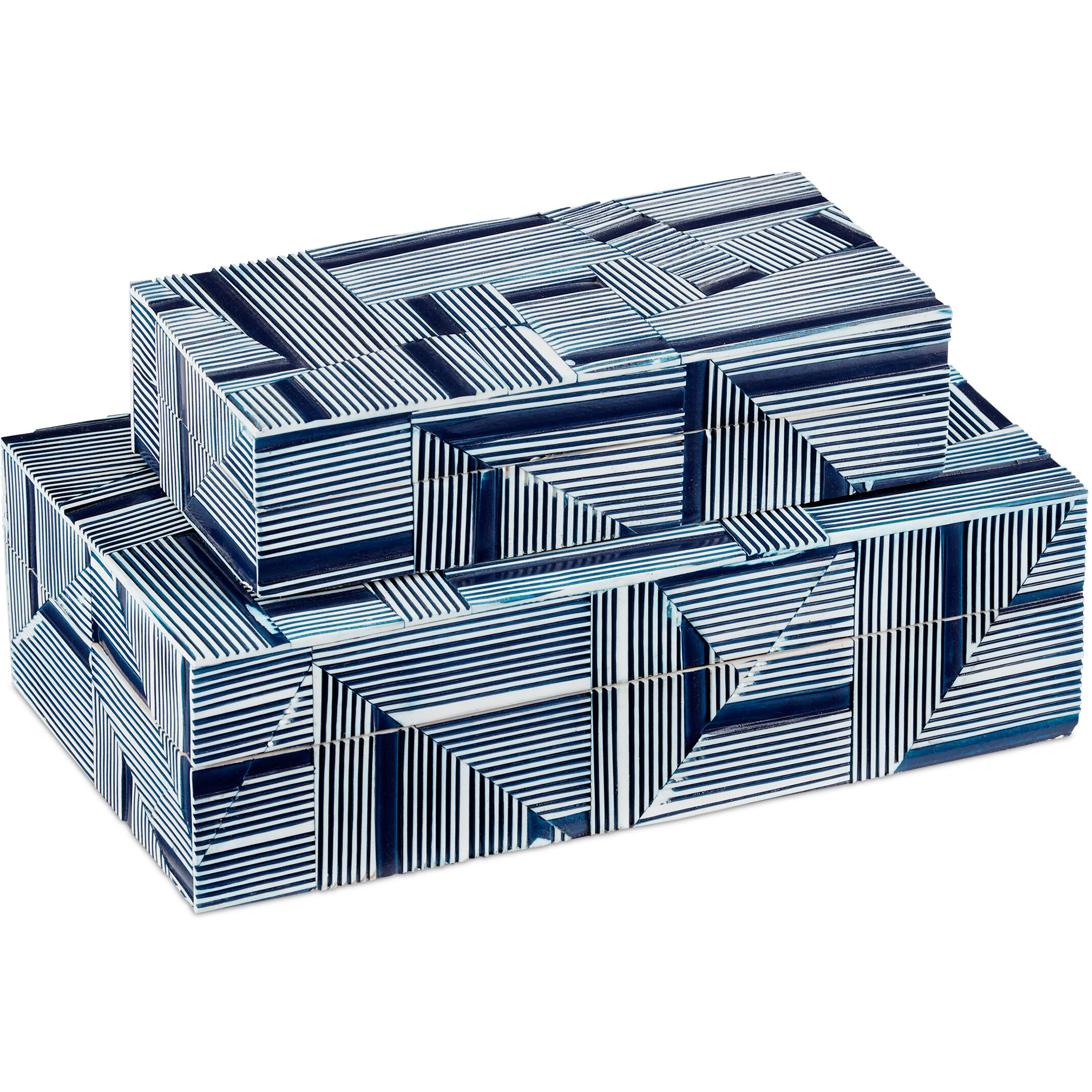 Cade 10.5 inch Blue/White Boxes, Set of 2