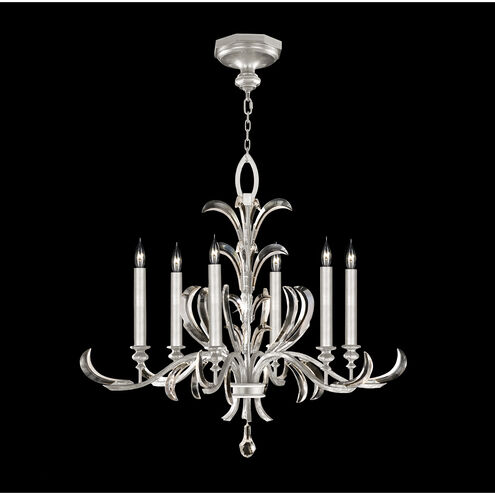 Beveled Arcs 6 Light 37 inch Silver Leaf Chandelier Ceiling Light