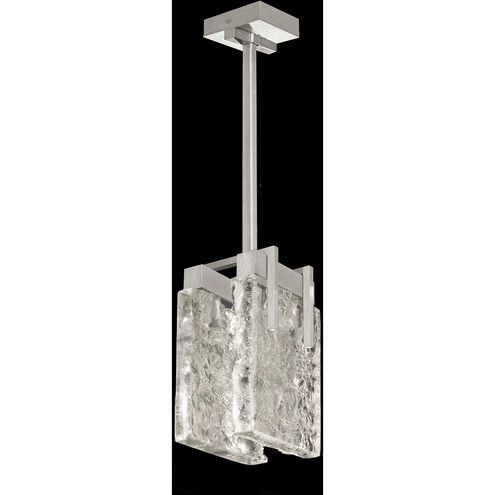 Terra LED 8 inch Silver Pendant Ceiling Light in Clear Studio Glass