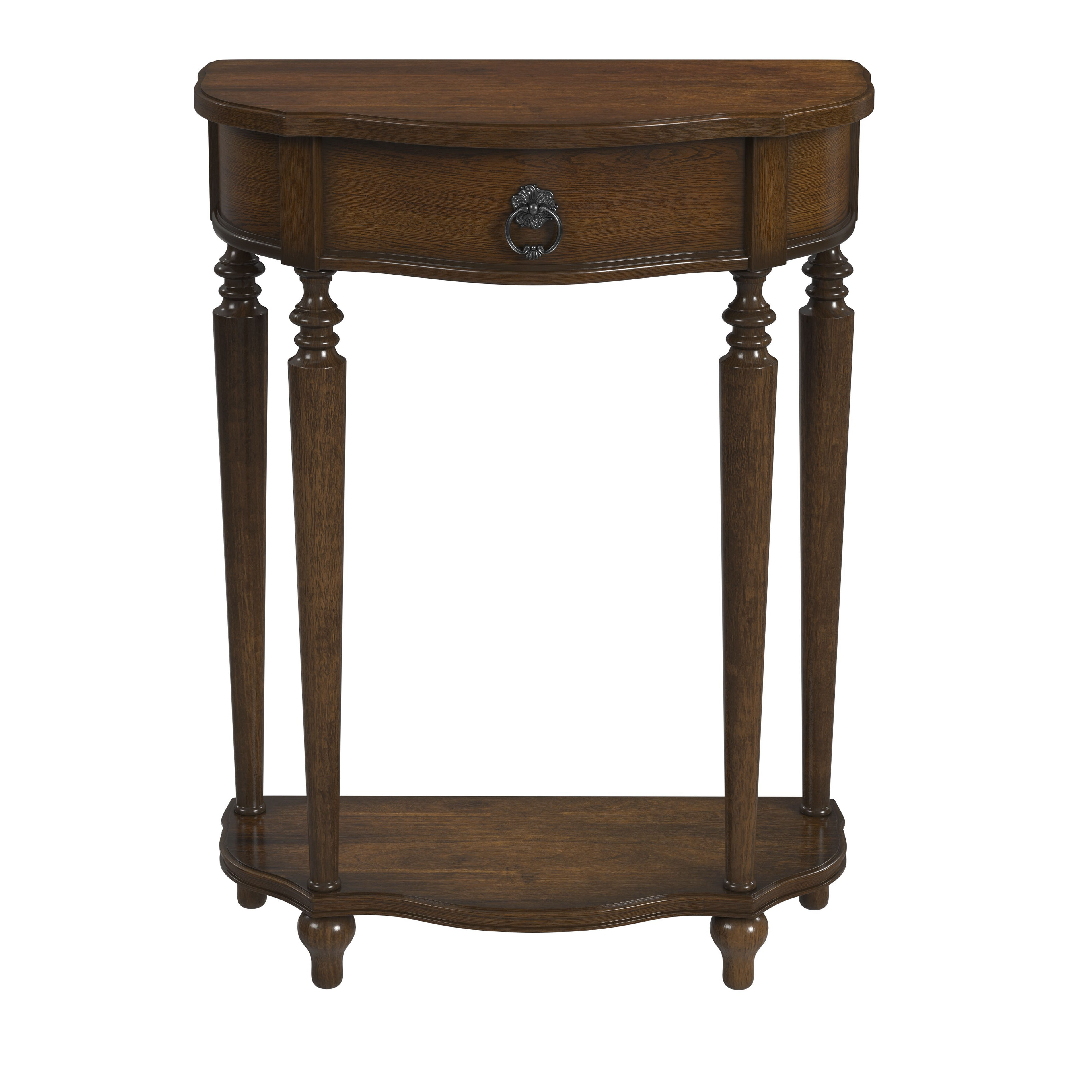 Ashby Demilune Console Table with Storage in Antique Cherry
