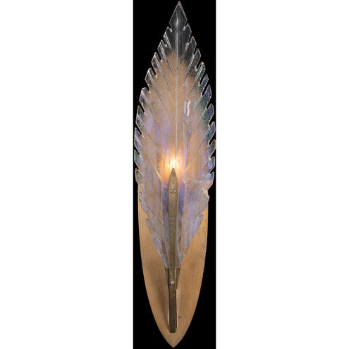 Plume Wall Sconce Wall Light in Gold, Dichroic Feathers Studio Glass
