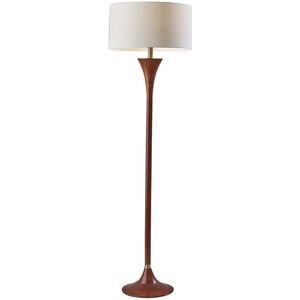 Rebecca 60 inch 100.00 watt Walnut Rubberwood with Antique Brass Accent Floor Lamp Portable Light