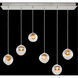 Nest 6 Light 15 inch Silver Pendant Ceiling Light in Amber Studio Glass