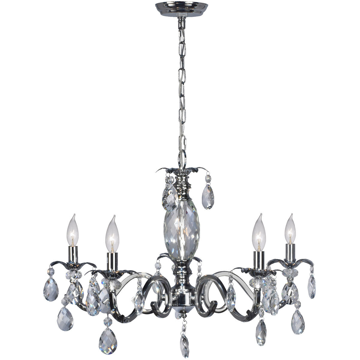 Evelyn 5 Light 28 inch Polished Chrome Chandelier Ceiling Light