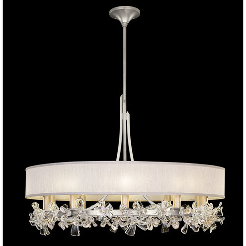 Azu LED 34.5 inch Silver Chandelier Ceiling Light in Champagne Fabric