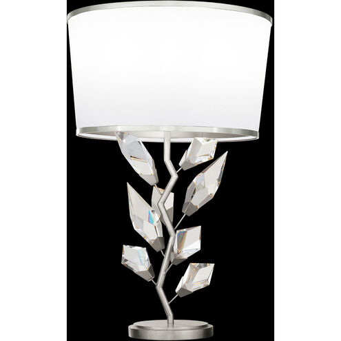 Foret 30 inch 100 watt Silver Table Lamp Portable Light in White Fabric