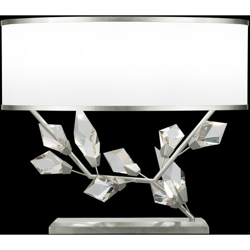 Foret 21.5 inch 100 watt Silver Table Lamp Portable Light in White Fabric