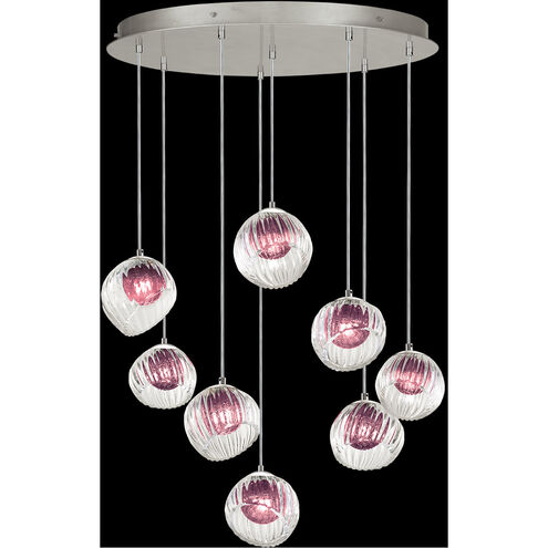 Nest 8 Light 34.5 inch Silver Pendant Ceiling Light in Amethyst Studio Glass