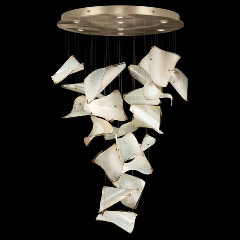 Elevate LED 37.5 inch Gold Pendant Ceiling Light in Gold Leaf, Blank Pages Studio Glass