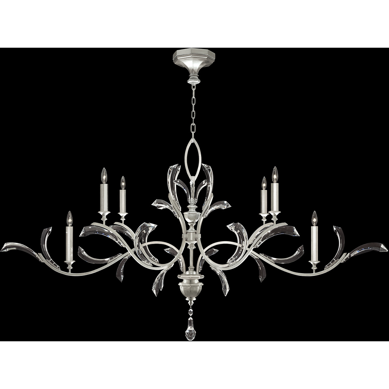 Beveled Arcs 6 Light 74 inch Silver Chandelier Ceiling Light