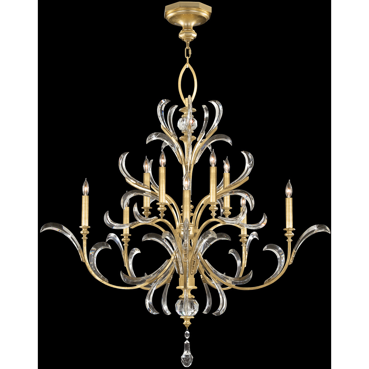 Beveled Arcs 10 Light 56 inch Gold Chandelier Ceiling Light