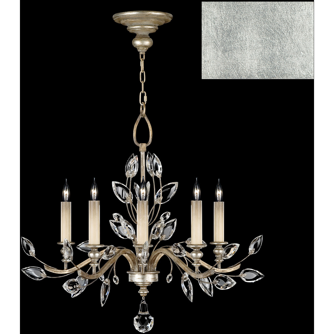 Crystal Laurel 5 Light 32 inch Silver Chandelier Ceiling Light