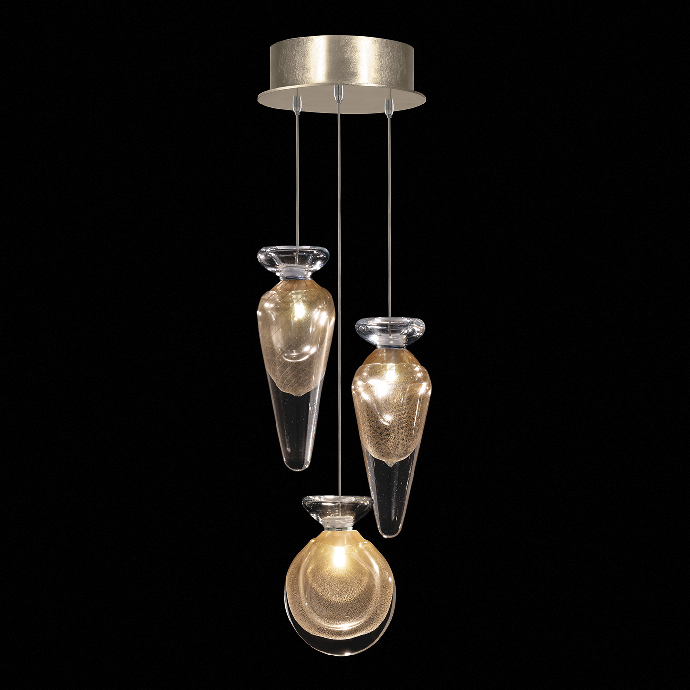 Essence 3 Light 8.5 inch Gold Pendant Ceiling Light