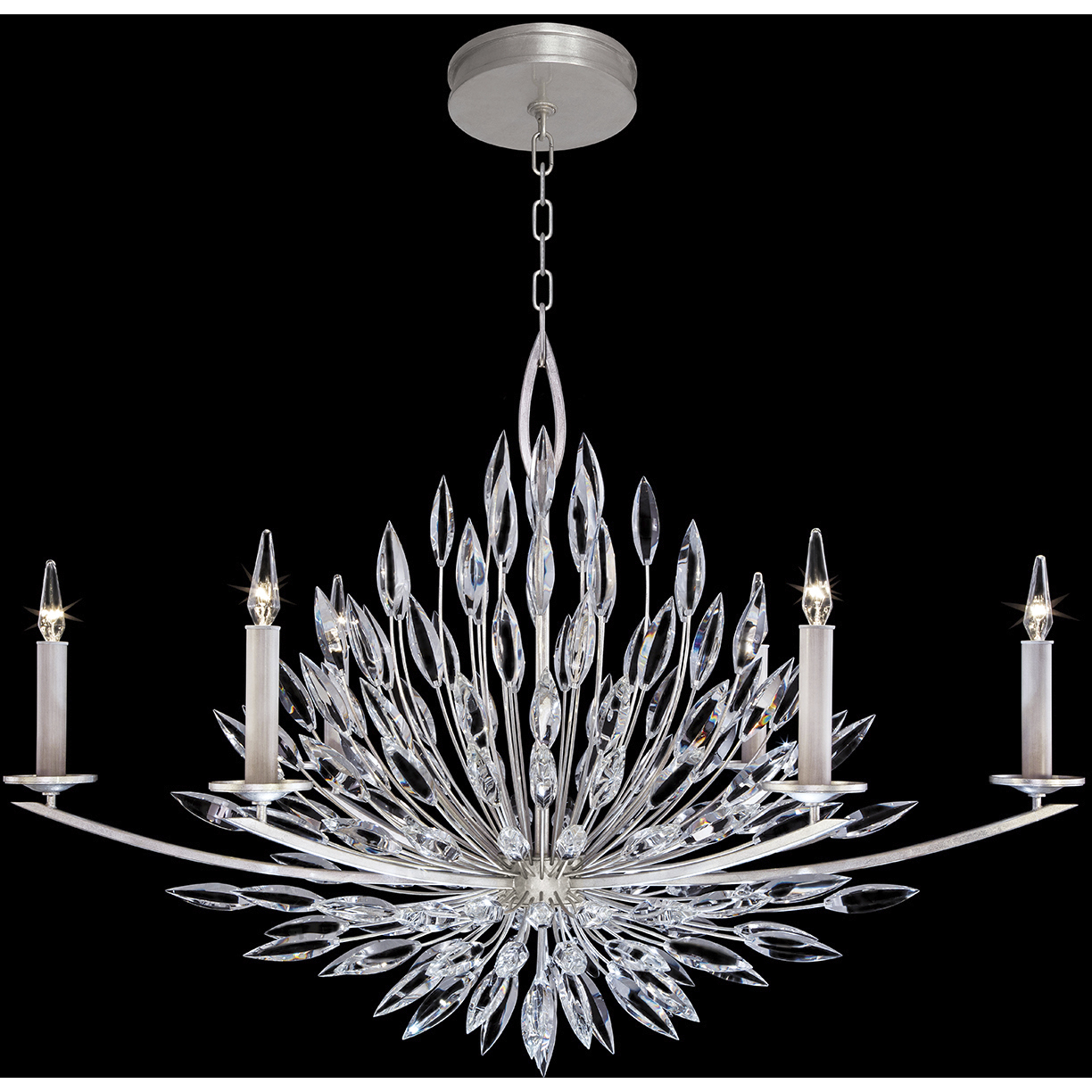 Fine Art 883240ST Lily Buds 6 Light 48 inch Silver Chandelier