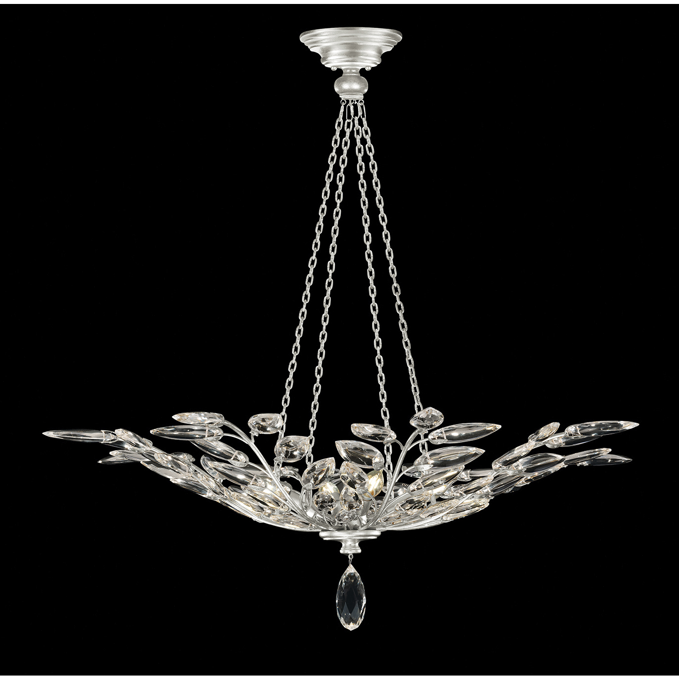 Crystal Laurel 4 Light 35 inch Silver Pendant Ceiling Light