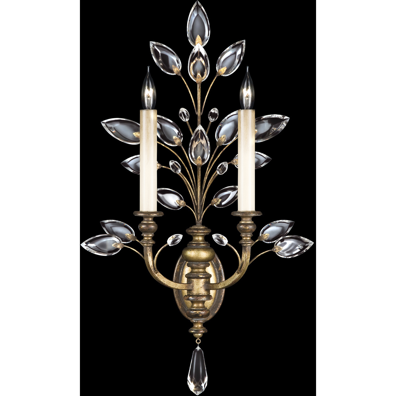 Crystal Laurel 2 Light 20 inch Gold Sconce Wall Light