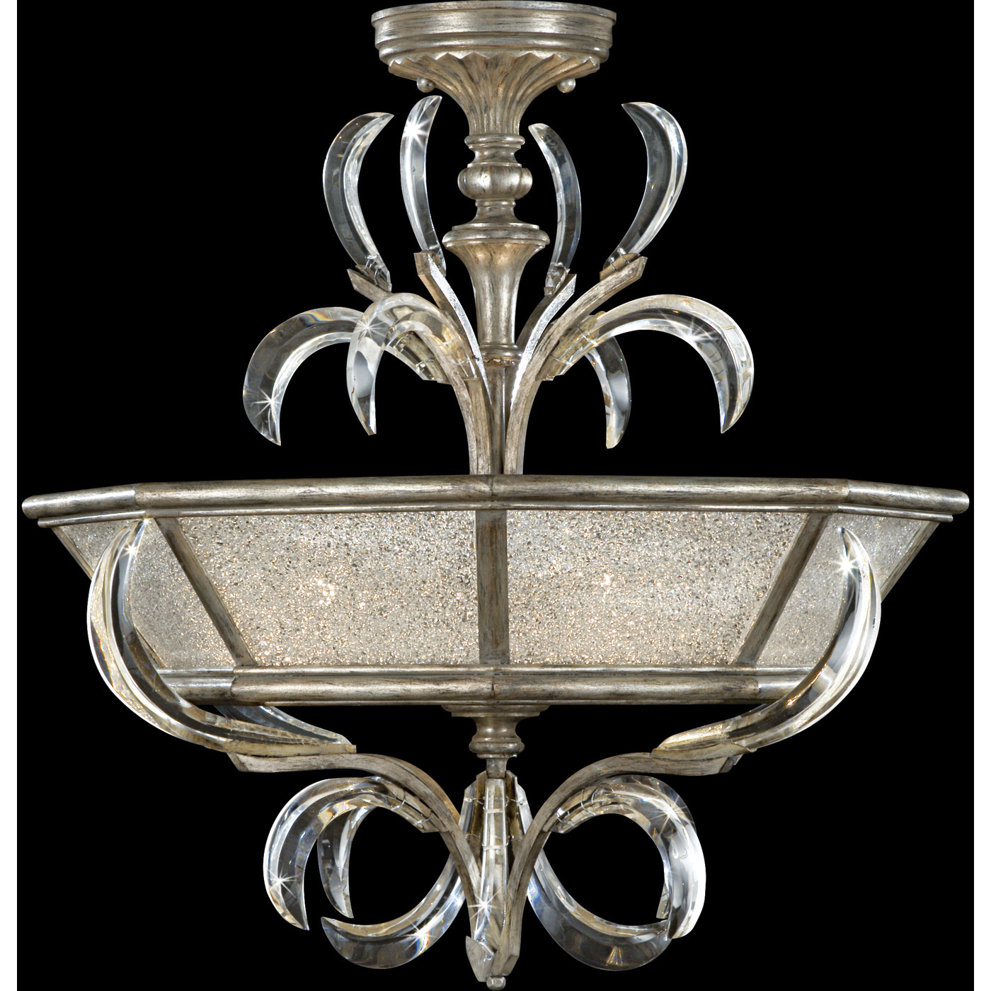 Beveled Arcs 3 Light 26 inch Silver Semi-Flush Mount Ceiling Light