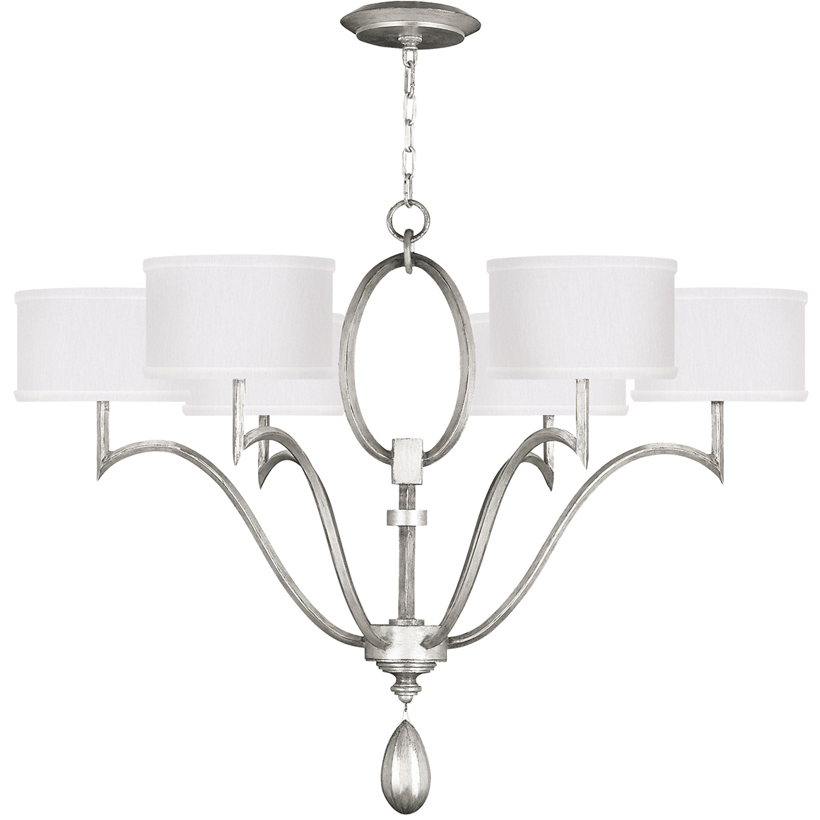 Allegretto 6 Light 39 inch Silver Chandelier Ceiling Light