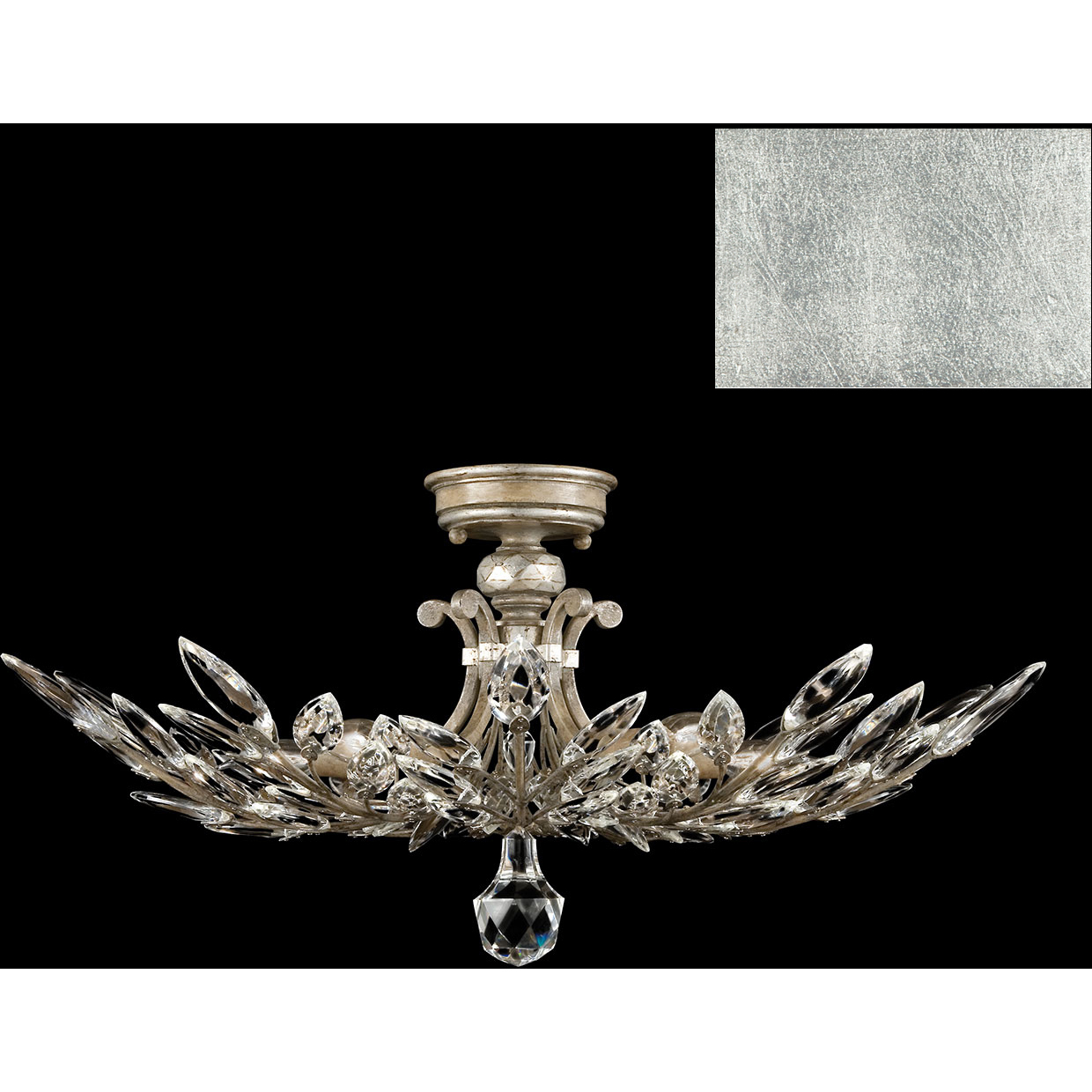 Crystal Laurel 5 Light 28 inch Silver Semi-Flush Mount Ceiling Light
