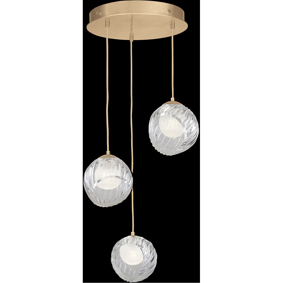 Nest Pendant Ceiling Light in Gold, White Studio Glass