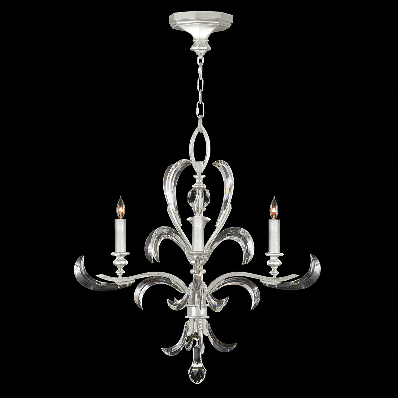 Beveled Arcs 4 Light 28 inch Silver Chandelier Ceiling Light