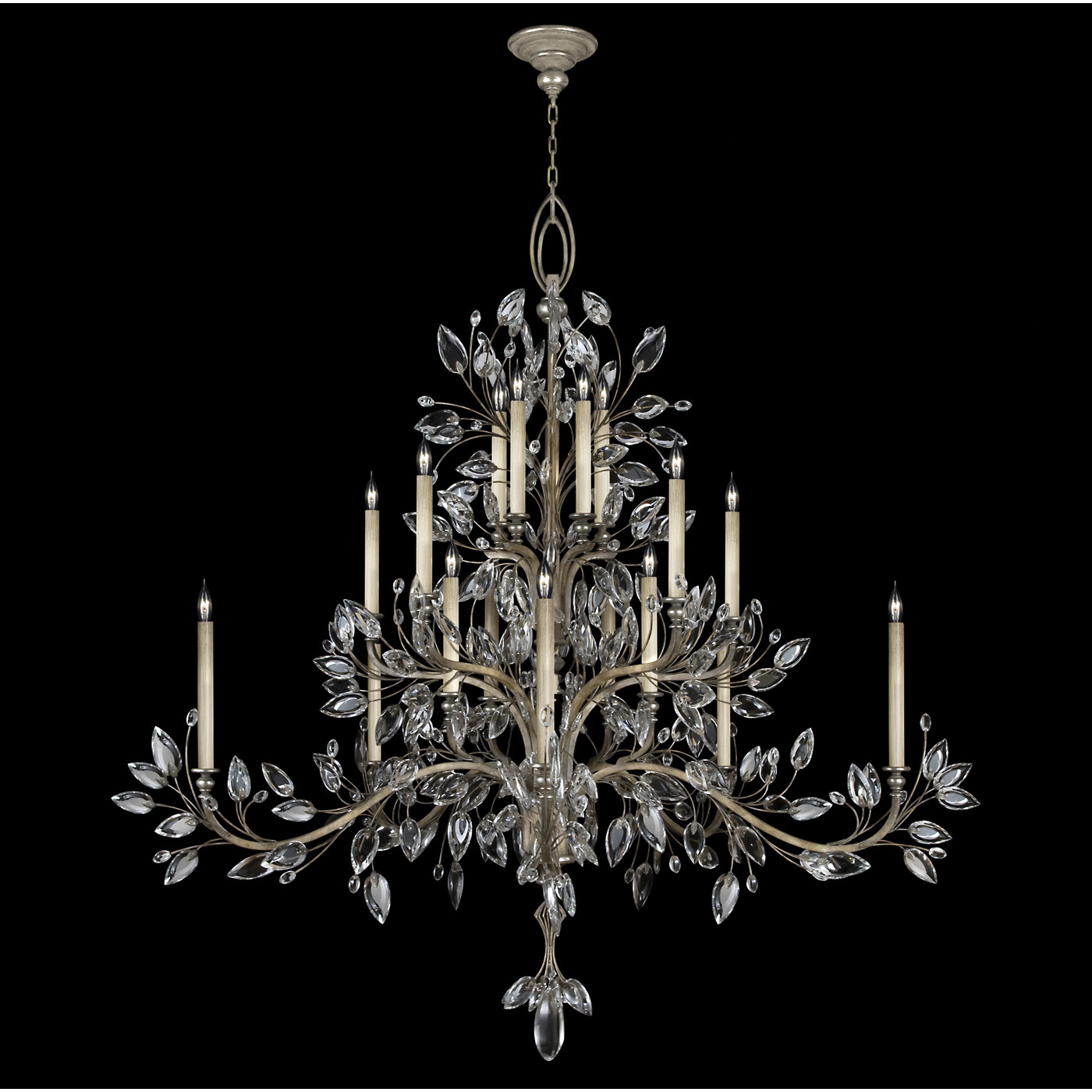 Crystal Laurel 20 Light 75 inch Silver Chandelier Ceiling Light