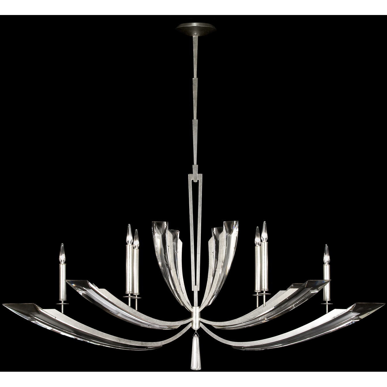 Vol de Cristal 6 Light 46 inch Silver Chandelier Ceiling Light